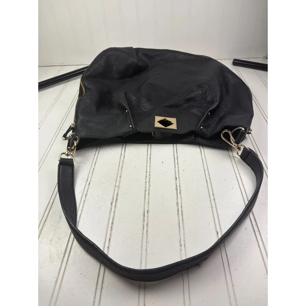 Big Buddha Vintage Y2K Black Pebbled Leather Slouchy Hobo Shoulder Bag Purse